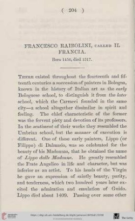 Francesco Raibolini, called Il Francia: Born 1450, died 1517