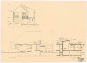 Haus und Garten Paul Neuerburg, Köln-Marienburg: Ostansicht und Westansicht, Schnitt 1:50