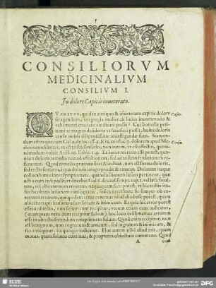 Consiliorum Medicinalium Consilium I.