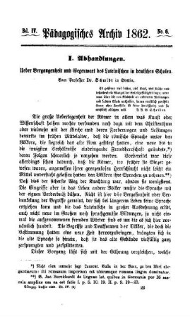 Ueber Vergangenheit und Gegenwart des Lateinischen in deutschen Schulen