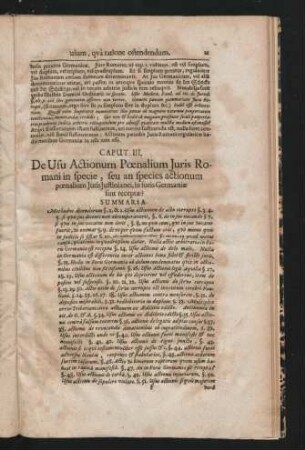 Caput III. De Usu Actionum Poenalium Iuris Romani in specie, seu an species actionum poenalium Iuris Iustinianei, in foris Germaniae sint receptae?