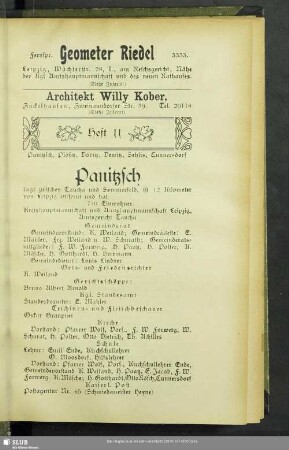 Heft 11. Panitzsch, Plösitz, Döbitz, Dewitz, Sehlis, Cunnersdorf