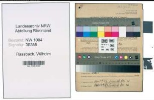Entnazifizierung Wilhelm Rassbach , geb. 08.01.1901 (Arbeiter)