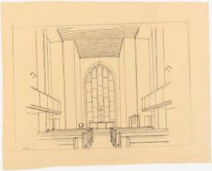 Evangelisch-Lutherische Kirche Zum Heiligen Kreuz, Berlin-Wilmersdorf Umbau: Perspektivische Ansicht Altarseite