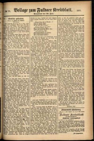 Zweite Ausgabe vom Samstag, den 29. Juni 1901.