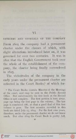 VI. Officers and officials of the company