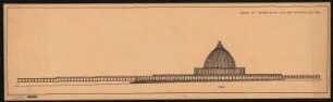 Messegelände, Berlin-Charlottenburg: Zwischenprojekt, Ansicht mit Kongresshalle von der Masurenallee 1:500