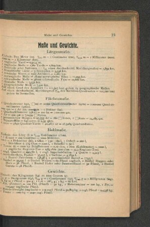 Maße und Gewichte.
