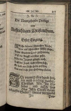 Die Neunzehende Predigt vom Auffrichtigen Christenthum.