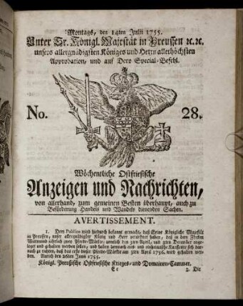 No. 28. Montags, den 14ten Julii, 1755.