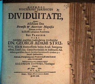 Discursus Iuridicus De Dividuitate