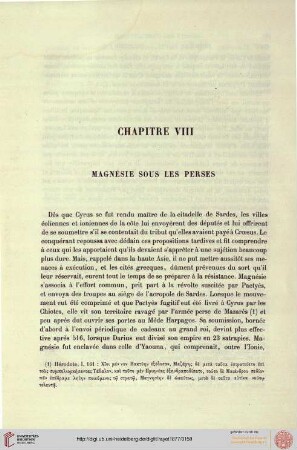 Chapitre VIII: Magnésie sous les Perses