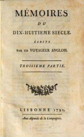 Mémoires du dix-huitième siècle, 3