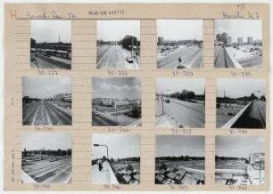 Straßenansicht. Berlin, Marzahn, Heinrich-Rau-Straße (ab 1992 Märkische Allee)/Marzahner Promenade
