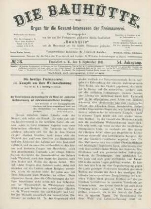 No. 36. Frankfurt a. M., den 9. September 1911. 54. Jahrgang.