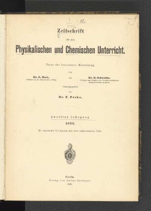 12.1899: Zeitschrift für den physikalischen und chemischen Unterricht