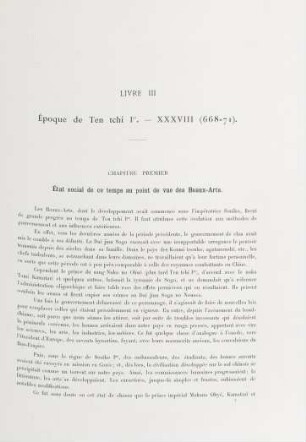 Livre III. Époque de Ten tchi Ier. - XXXVIII (668-71)