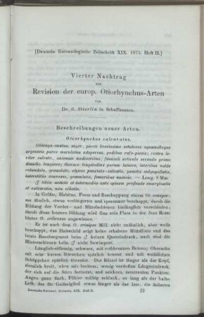 Vierter Nachtrag zur Revision der europ. Otiorhynchus-Arten