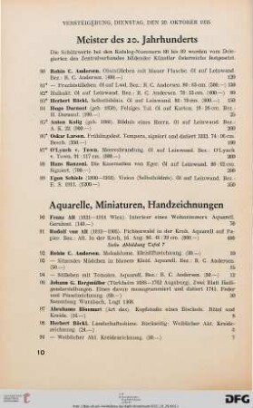 Aquarelle, Miniaturen, Handzeichnungen (Nr. 90-173)