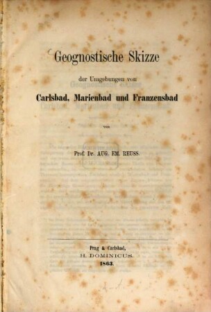Geognostische Skizze der Umgebungen von Carlsbad, Marienbad und Franzensbad