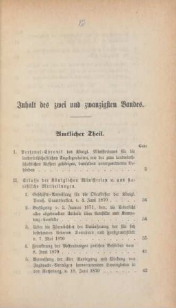 Inhalt des zwei und zwanzigsten Bandes
