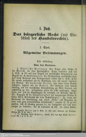 I. Buch. Das bürgerliche Recht (mit Einschluß des Handelsrechts)
