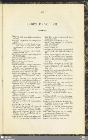 Index to Vol. XII