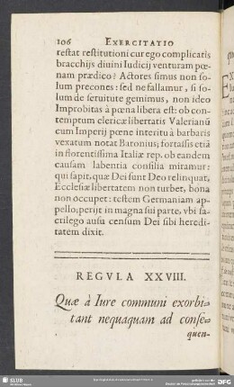 Regula XXVIII. Quae a Iure communi exorbitant nequaquam ad consequentiam sunt trahenda