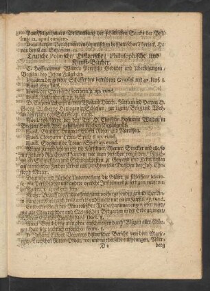 Teutsche Politische/ Historische/ Philosophische und Kunst-Bücher.