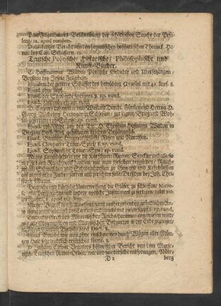 Teutsche Politische/ Historische/ Philosophische und Kunst-Bücher.