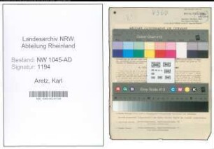 Entnazifizierung Karl Aretz , geb. 17.05.1905 (Beamter)