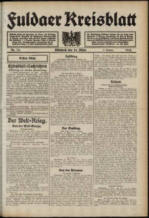 Erste Ausgabe vom Mittwoch, den 24. März 1915.