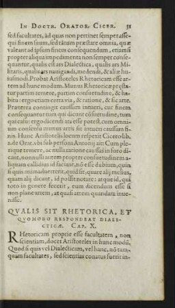 Qualis sit Rhetorica, Et Quomodo Respondeat dialecticae. Cap. X.