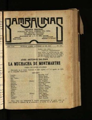 La muchacha de Montmartre : pieza en cinco cuadros