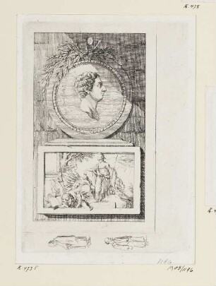 Bildnis Francesco Algarotti, nebendran zwei Figuren