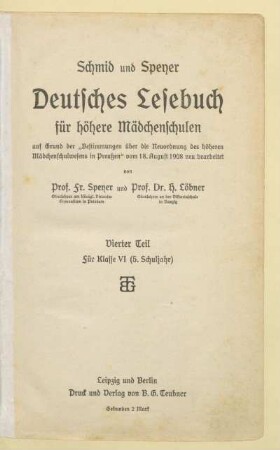 Teil 4, [Schülerband]: Für Klasse VI (5. Schuljahr)