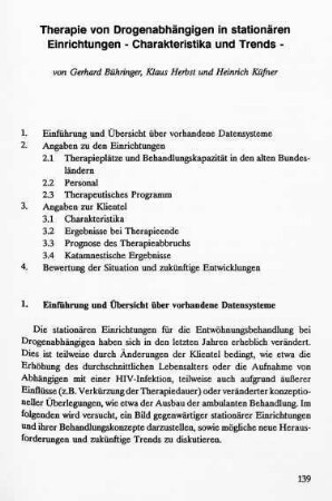 139-160, Therapie von Drogenabhängigen in stationären Einrichtungen - Charakteristika und Trends