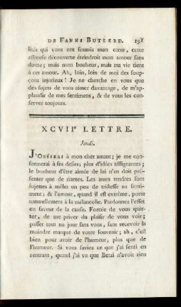 XCVIIe Lettre. Jeudi.