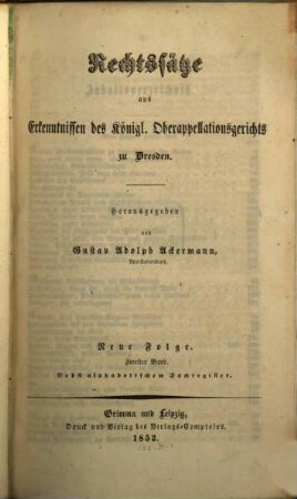 Rechtssätze aus Erkenntnissen des Königl. Oberappellationsgerichts zu Dresden, 2. 1852