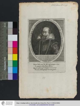 Wolfgang[vs] Wilhelm[vs] Dn: Ab Et In Volckensdorf Weissenb: Stein Et Reichersd: Archidvcat[vs] Avst: Vexillifer Hæred: S:C:M: Cons: Et Cvb: Provq: Avst: Svpranisinæ Capit: