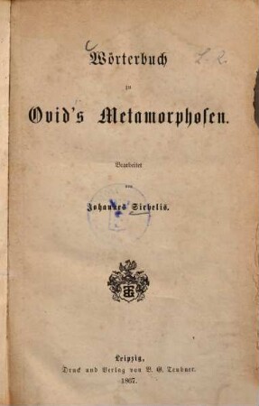 Wörterbuch zu Ovidś Metamorphosen