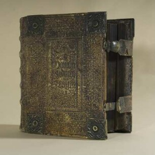 Biblia, To je, Zyłe Szwjate Pißmo Stareho a Noweho Sakona (Sorbische Luther-Bibel). Einband Vorderdeckel und Schließen. Bautzen: David Richter, 1728. Bautzen: Sorbisches Institut W.K.1