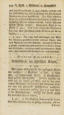 Drittes Hauptstück. Bestandtheile der thierischen Körper