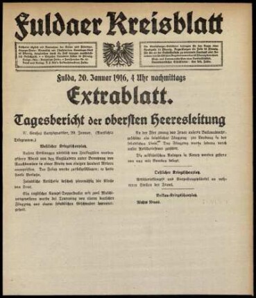 Ausgabe vom Donnerstag, den 20. Januar 1916.
