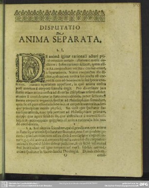 Disputatio De Anima Separata