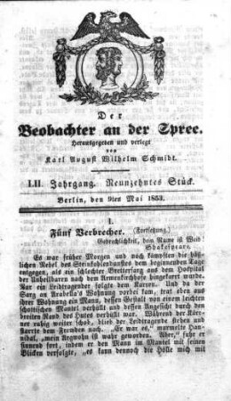 19. Stück, 9. Mai 1853