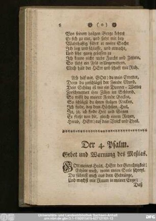 Der 4. Psalm. Gebet und Warnung des Meßias.