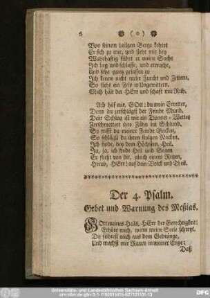 Der 4. Psalm. Gebet und Warnung des Meßias.