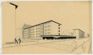 Wohnhäuser Hohenstaufenstraße / Schwäbische Straße 27-29 / Starnberger Straße 7 / Lindauer Straße 1-2, Berlin-Schöneberg: Perspektivische Ansicht Lindauer Straße Ecke Hohenstaufenstraße