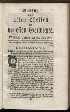 IV. Nachl. Coburg, den 26. Jan. 1757.